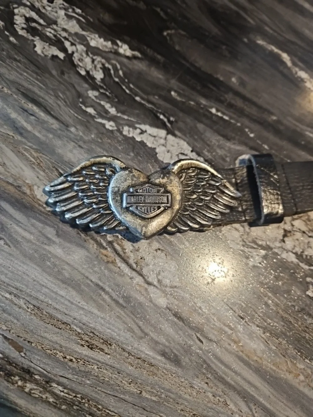 Harley-Davidson Black Leather Belt With Belt Buckle Size 38 Belt